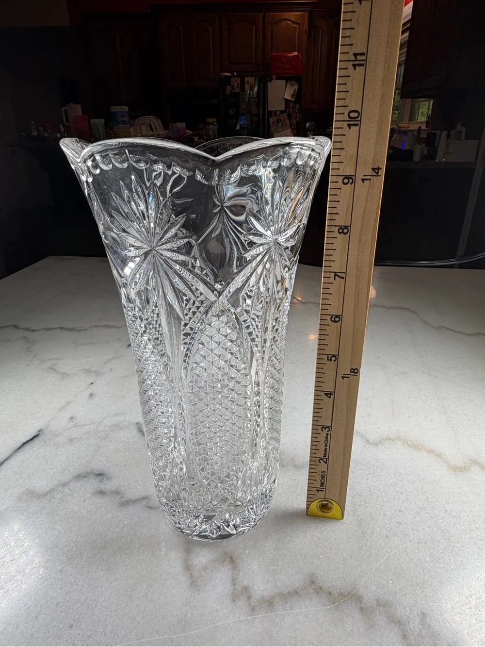 Crystal Cut Glass Vase - Clear Decorative Home Accent